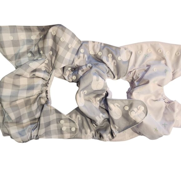 Reusable Baby Cloth Diapers With Adjustable Snaps - 6 Pack Unisex Patterns - Picture 3 of 3